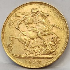 AUSTRALIA 1899 . ONE 1 SOVEREIGN . PERTH . GOLD